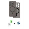 MARSİLYAN™- iPhone 16 Pro Kılıf Çekirdek Klasik - Siyah 3D Antistatik Seramik Nano Ekran Koruyucu + Raze Metal Kamera Lens - BZ
