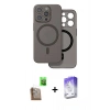 MARSİLYAN™- iPhone 16 Pro Kılıf Çekirdek Klasik - Siyah Bilvis 5in1 3D Magic Cam Ekran Koruyucu + Raze Metal Kamera Lens - CLTM