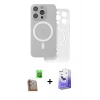 MARSİLYAN™- iPhone 16 Pro Kılıf Çekirdek Klasik - Siyah Bilvis 5in1 5D Magic Hayalet Cam Ekran Koruyucu + Raze Metal Kamera Lens - CLTM