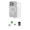MARSİLYAN™- iPhone 16 Pro Kılıf Çekirdek Klasik - Siyah Buffer Hayalet Cam Ekran Koruyucu + Raze Metal Kamera Lens - BZ