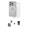 MARSİLYAN™- iPhone 16 Pro Kılıf Çekirdek Klasik - Siyah Buffer Hayalet Cam Ekran Koruyucu + Siyah Raze Metal Kamera Lens