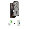 MARSİLYAN™- iPhone 16 Pro Kılıf Çekirdek Minimal Prime - Şeffaf Pasifik Cam Ekran Koruyucu + Raze Metal Kamera Lens - BZ