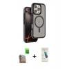 MARSİLYAN™- iPhone 16 Pro Kılıf Çekirdek Minimal Prime - Şeffaf Pasifik Cam Ekran Koruyucu + Raze Metal Kamera Lens - CLTM