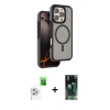 MARSİLYAN™- iPhone 16 Pro Kılıf Çekirdek Minimal Prime - Siyah 360 Mat Full Body Arka Koruyucu + Raze Metal Kamera Lens - BZ