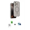 MARSİLYAN™- iPhone 16 Pro Kılıf Çekirdek Minimal Prime - Siyah 3D Antistatik Seramik Nano Ekran Koruyucu + Raze Metal Kamera Lens - BZ