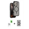 MARSİLYAN™- iPhone 16 Pro Kılıf Çekirdek Minimal Prime - Siyah Bilvis 3D Mat Cam Ekran Koruyucu + Raze Metal Kamera Lens - BZ