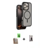 MARSİLYAN™- iPhone 16 Pro Kılıf Çekirdek Minimal Prime - Siyah Bilvis Hayalet Cam Ekran Koruyucu + Raze Metal Kamera Lens - CLTM