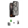 MARSİLYAN™- iPhone 16 Pro Kılıf Çekirdek Minimal Prime - Siyah Bilvis Hayalet Cam Ekran Koruyucu + Raze Metal Kamera Lens - SH