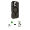 MARSİLYAN™- iPhone 16 Pro Kılıf Çekirdek Modern Prime - Şeffaf Pasifik Cam Ekran Koruyucu + Raze Metal Kamera Lens - BZ
