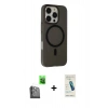 MARSİLYAN™- iPhone 16 Pro Kılıf Çekirdek Modern Prime - Şeffaf Pasifik Cam Ekran Koruyucu + Raze Metal Kamera Lens - SH