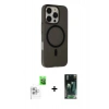 MARSİLYAN™- iPhone 16 Pro Kılıf Çekirdek Modern Prime - Siyah 360 Mat Full Body Arka Koruyucu + Raze Metal Kamera Lens - BZ