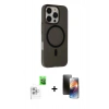 MARSİLYAN™- iPhone 16 Pro Kılıf Çekirdek Modern Prime - Siyah 3D Antistatik Mat Seramik Nano Ekran Koruyucu + Raze Metal Kamera Lens - BZ