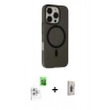 MARSİLYAN™- iPhone 16 Pro Kılıf Çekirdek Modern Prime - Siyah Bilvis 3D Cam Ekran Koruyucu + Raze Metal Kamera Lens - BZ