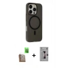 MARSİLYAN™- iPhone 16 Pro Kılıf Çekirdek Modern Prime - Siyah Bilvis 3D Mat Cam Ekran Koruyucu + Raze Metal Kamera Lens - CLTM