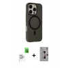 MARSİLYAN™- iPhone 16 Pro Kılıf Çekirdek Modern Prime - Siyah Bilvis 3D Mat Cam Ekran Koruyucu + Raze Metal Kamera Lens - BZ