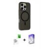 MARSİLYAN™- iPhone 16 Pro Kılıf Çekirdek Modern Prime - Siyah Bilvis 5in1 3D Magic Cam Ekran Koruyucu + Raze Metal Kamera Lens - BZ