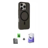MARSİLYAN™- iPhone 16 Pro Kılıf Çekirdek Modern Prime - Siyah Bilvis 5in1 5D Magic Hayalet Cam Ekran Koruyucu + Raze Metal Kamera Lens - SH