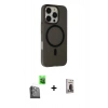 MARSİLYAN™- iPhone 16 Pro Kılıf Çekirdek Modern Prime - Siyah Bilvis Hayalet Cam Ekran Koruyucu + Raze Metal Kamera Lens - SH