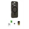 MARSİLYAN™- iPhone 16 Pro Kılıf Çekirdek Modern Prime - Siyah Buffer Cam Ekran Koruyucu + Raze Metal Kamera Lens - BZ