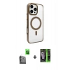 MARSİLYAN™- iPhone 16 Pro Kılıf Doruk Doku Özel Seri - Şeffaf 360 Full Body Arka Koruyucu + Raze Metal Kamera Lens - SH
