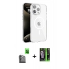 MARSİLYAN™- iPhone 16 Pro Kılıf Doruk Doku Özel Seri - Şeffaf 360 Full Body Arka Koruyucu + Raze Metal Kamera Lens - SH