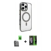 MARSİLYAN™- iPhone 16 Pro Kılıf Doruk Doku Özel Seri - Şeffaf 360 Full Body Arka Koruyucu + Raze Metal Kamera Lens - SH