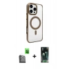 MARSİLYAN™- iPhone 16 Pro Kılıf Doruk Doku Özel Seri - Siyah 360 Mat Full Body Arka Koruyucu + Raze Metal Kamera Lens - SH