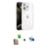 MARSİLYAN™- iPhone 16 Pro Kılıf Doruk Doku Özel Seri - Siyah 3D Antistatik Seramik Nano Ekran Koruyucu + Raze Metal Kamera Lens - CLTM