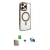 MARSİLYAN™- iPhone 16 Pro Kılıf Doruk Doku Özel Seri - Siyah 3D Antistatik Seramik Nano Ekran Koruyucu + Raze Metal Kamera Lens - CLTM