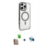 MARSİLYAN™- iPhone 16 Pro Kılıf Doruk Doku Özel Seri - Siyah 3D Antistatik Seramik Nano Ekran Koruyucu + Raze Metal Kamera Lens - CLTM