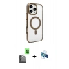 MARSİLYAN™- iPhone 16 Pro Kılıf Doruk Doku Özel Seri - Siyah 3D Antistatik Seramik Nano Ekran Koruyucu + Raze Metal Kamera Lens - SH