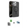 MARSİLYAN™- iPhone 16 Pro Kılıf Doruk Doku Özel Seri - Siyah 3D Antistatik Seramik Nano Ekran Koruyucu + Raze Metal Kamera Lens - SH