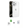 MARSİLYAN™- iPhone 16 Pro Kılıf Doruk Doku Özel Seri - Siyah Bilvis 0.18mm Plus Cam Ekran Koruyucu + Raze Metal Kamera Lens - BZ