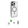 MARSİLYAN™- iPhone 16 Pro Kılıf Doruk Doku Özel Seri - Siyah Bilvis 3D Cam Ekran Koruyucu + Raze Metal Kamera Lens - BZ