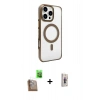 MARSİLYAN™- iPhone 16 Pro Kılıf Doruk Doku Özel Seri - Siyah Bilvis 3D Cam Ekran Koruyucu + Raze Metal Kamera Lens - CLTM