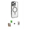 MARSİLYAN™- iPhone 16 Pro Kılıf Doruk Doku Özel Seri - Siyah Bilvis 3D Cam Ekran Koruyucu + Raze Metal Kamera Lens - CLTM