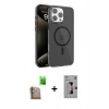 MARSİLYAN™- iPhone 16 Pro Kılıf Doruk Doku Özel Seri - Siyah Bilvis 3D Mat Cam Ekran Koruyucu + Raze Metal Kamera Lens - CLTM