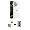 MARSİLYAN™- iPhone 16 Pro Kılıf Doruk Doku Özel Seri - Siyah Bilvis 3D Mat Cam Ekran Koruyucu + Raze Metal Kamera Lens - CLTM