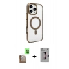 MARSİLYAN™- iPhone 16 Pro Kılıf Doruk Doku Özel Seri - Siyah Bilvis 3D Mat Cam Ekran Koruyucu + Raze Metal Kamera Lens - CLTM
