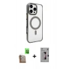 MARSİLYAN™- iPhone 16 Pro Kılıf Doruk Doku Özel Seri - Siyah Bilvis 3D Mat Cam Ekran Koruyucu + Raze Metal Kamera Lens - CLTM