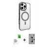 MARSİLYAN™- iPhone 16 Pro Kılıf Doruk Doku Özel Seri - Siyah Bilvis 3D Mat Cam Ekran Koruyucu + Raze Metal Kamera Lens - BZ