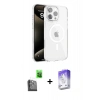 MARSİLYAN™- iPhone 16 Pro Kılıf Doruk Doku Özel Seri - Siyah Bilvis 5in1 3D Magic Cam Ekran Koruyucu + Raze Metal Kamera Lens - SH