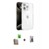 MARSİLYAN™- iPhone 16 Pro Kılıf Doruk Doku Özel Seri - Siyah Bilvis Hayalet Cam Ekran Koruyucu + Raze Metal Kamera Lens - CLTM