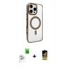 MARSİLYAN™- iPhone 16 Pro Kılıf Doruk Doku Özel Seri - Siyah Buffer Cam Ekran Koruyucu + Raze Metal Kamera Lens - BZ