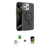 MARSİLYAN™- iPhone 16 Pro Kılıf Doruk Doku Özel Seri - Siyah Buffer Cam Ekran Koruyucu + Raze Metal Kamera Lens - BZ