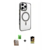 MARSİLYAN™- iPhone 16 Pro Kılıf Doruk Doku Özel Seri - Siyah Buffer Cam Ekran Koruyucu + Raze Metal Kamera Lens - CLTM