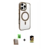 MARSİLYAN™- iPhone 16 Pro Kılıf Doruk Doku Özel Seri - Siyah Buffer Cam Ekran Koruyucu + Raze Metal Kamera Lens - CLTM