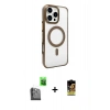 MARSİLYAN™- iPhone 16 Pro Kılıf Doruk Doku Özel Seri - Siyah Buffer Cam Ekran Koruyucu + Raze Metal Kamera Lens - SH