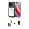 MARSİLYAN™- iPhone 16 Pro Kılıf Doruk Klasik Koleksiyonu - Siyah Buffer Hayalet Cam Ekran Koruyucu + Raze Metal Kamera Lens - SH
