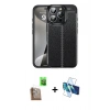 MARSİLYAN™- iPhone 16 Pro Kılıf Doruk Klasik Özel Seri - Siyah 3D Antistatik Cam Ekran Koruyucu + Raze Metal Kamera Lens - CLTM
